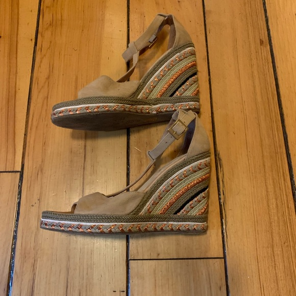 Palomitas Beige Suede Wedge 4 inch Size 39 Made in Spain - Picture 5 of 7